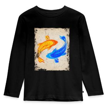 Koi Carp Art Japanese Art Vintage Retro - Kids' Premium Longsleeve Shirt - black - Front - AI Model Kid Male (0cm)