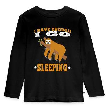 Sloth I go to sleep go lazy Lazy - Kids' Premium Longsleeve Shirt - black - Front - AI Model Kid Male (0cm)
