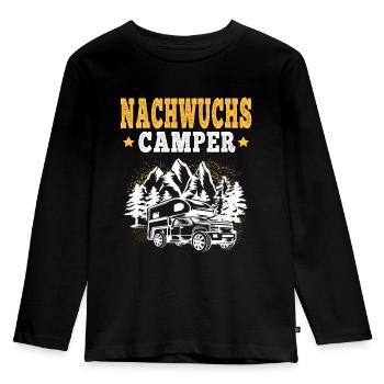 camping Nachwuchs campen Wohnwagen Urlaub - Kinder Premium Bio Langarmshirt - Schwarz - Vorne - AI Model Kid Male (0cm)