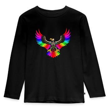 Day of the dead colored eagle mexican - Kids' Premium Longsleeve Shirt - black - Front - AI Model Kid Male (0cm)