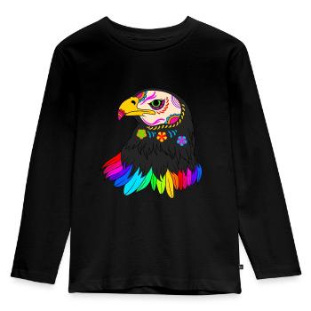Day of the dead colored eagle mexican - Kids' Premium Longsleeve Shirt - black - Front - AI Model Kid Male (0cm)