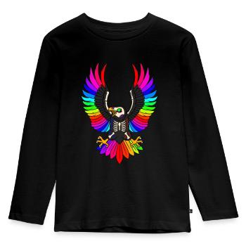Day of the dead colored eagle mexican - Kids' Premium Longsleeve Shirt - black - Front - AI Model Kid Male (0cm)