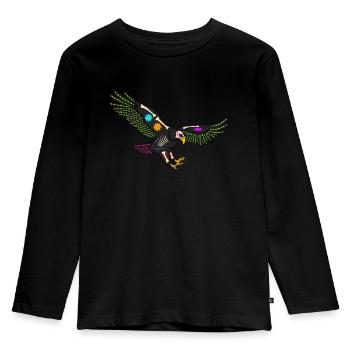 Day of the dead colored eagle mexican - Kids' Premium Longsleeve Shirt - black - Front - AI Model Kid Male (0cm)