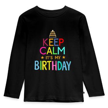 Daughter Keep Calm its my birthday girl birthdays - Kids' Premium Longsleeve Shirt - black - Front - AI Model Kid Male (0cm)