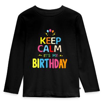 Daughter Keep Calm its my birthday girl birthdays - Kids' Premium Longsleeve Shirt - black - Front - AI Model Kid Male (0cm)