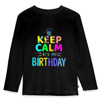 Daughter Keep Calm its my birthday girl birthdays - Kids' Premium Longsleeve Shirt - black - Front - AI Model Kid Male (0cm)