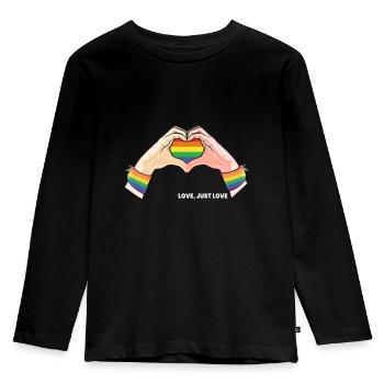 CSD LGBT Hände formen Regenbogen Herz Pride Love - Kinder Premium Bio Langarmshirt - Schwarz - Vorne - AI Model Kid Male (0cm)