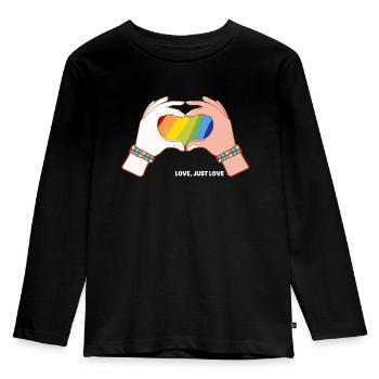 CSD LGBT Hände formen Regenbogen Herz Pride Love - Kinder Premium Bio Langarmshirt - Schwarz - Vorne - AI Model Kid Male (0cm)
