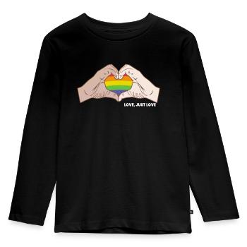 CSD LGBT Hände formen Regenbogen Herz Pride Love - Kinder Premium Bio Langarmshirt - Schwarz - Vorne - AI Model Kid Male (0cm)