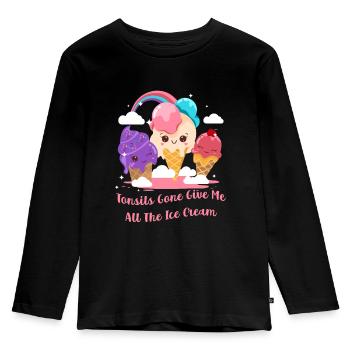 Les amygdales disparues donnez-moi toute la crème glacée drôle - T-shirt manches longues Premium Enfant - noir - Devant - AI Model Kid Male (0cm)