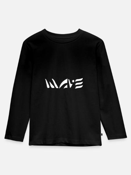 WAVE / WELLE - Kinder Premium Bio Langarmshirt - Schwarz