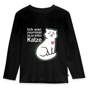 ich war normal bis zur dritten Katze - Kinder Premium Bio Langarmshirt - Schwarz - Vorne - AI Model Kid Male (0cm)