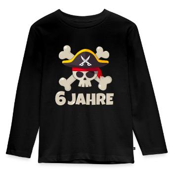 6. Geburtstag Pirat 6 Jahre Jungen Geschenk - Kinder Premium Bio Langarmshirt - Schwarz - Vorne - AI Model Kid Male (0cm)