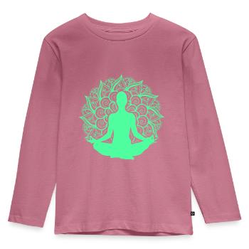 Mandala Yoga Asana Lotus Zen Nirvana Buddhismus Geschenk - Kinder Premium Bio Langarmshirt - Mauve - Vorne - AI Model Kid Female (0cm)