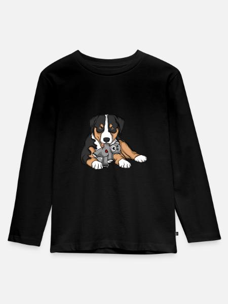 Appenzeller Sennenhund Kuscheltier Hund - Kinder Premium Bio Langarmshirt - Schwarz