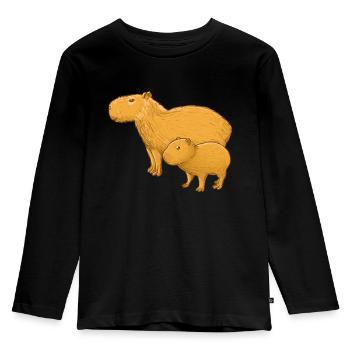 Capybara mother and child - Kids' Premium Longsleeve Shirt - black - Front - AI Model Kid Male (0cm)