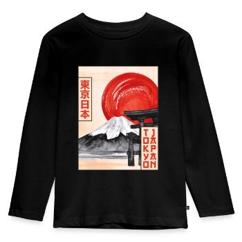 Mt Fuji Fujiyama Torri Gate Tokyo Japan Gift - Kids' Premium Longsleeve Shirt - black - Front - AI Model Kid Male (0cm)
