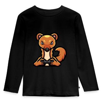 Lustiger Honigdachs Gamer Videospiel - Kinder Premium Bio Langarmshirt - Schwarz - Vorne - AI Model Kid Male (0cm)