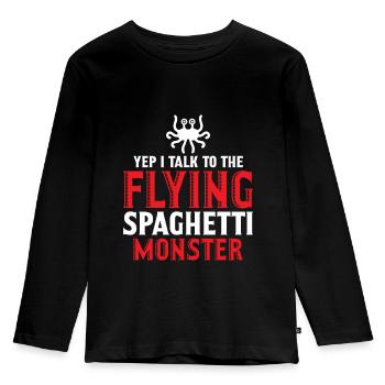 Fliegendes Spaghettimonster FSM - Kinder Premium Bio Langarmshirt - Schwarz - Vorne - AI Model Kid Male (0cm)