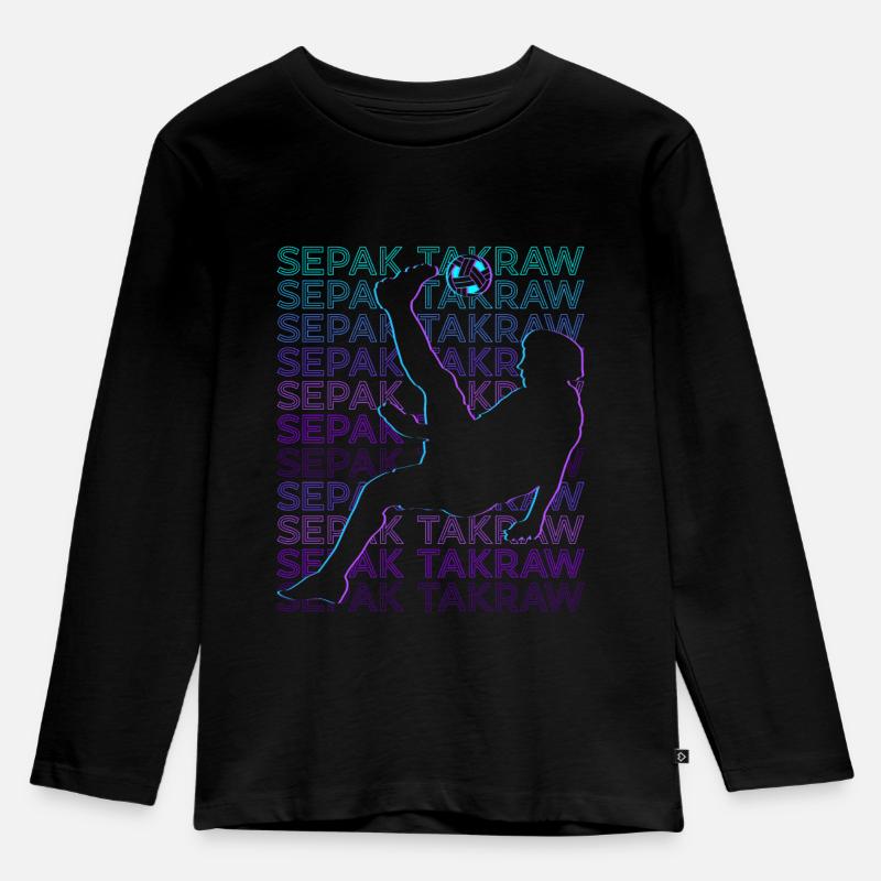 Sepak Takraw Spieler Retro - Kinder Premium Bio Langarmshirt - Schwarz