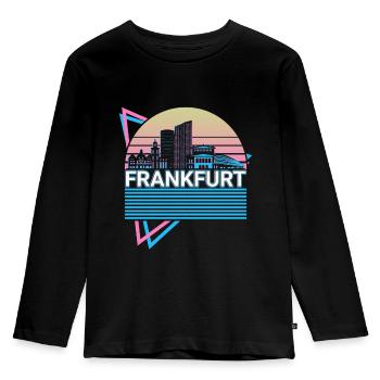 Frankfurt City Skyline Cityscape Rétro - T-shirt manches longues Premium Enfant - noir - Devant - AI Model Kid Male (0cm)