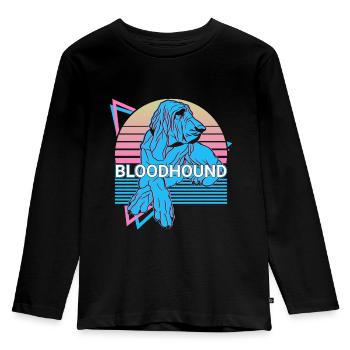 Bloodhound Retro - Kinder Premium Bio Langarmshirt - Schwarz - Vorne - AI Model Kid Male (0cm)
