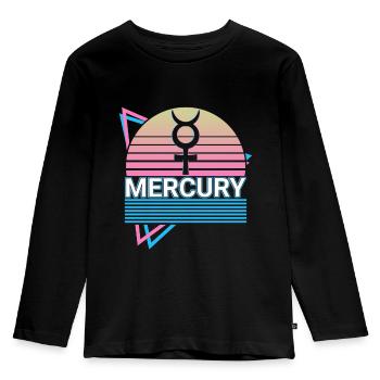Mercure Alchimie Symbole Rétro - T-shirt manches longues Premium Enfant - noir - Devant - AI Model Kid Male (0cm)