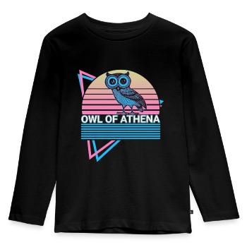 Owl of Athena Retro - Kids' Premium Longsleeve Shirt - black - Front - AI Model Kid Male (0cm)