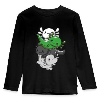 Demiromantischer Stolz Kawaii Axolotl Haufen Demir - Kinder Premium Bio Langarmshirt - Schwarz - Vorne - AI Model Kid Male (0cm)