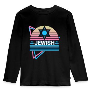 Jüdischer Davidstern Retro Jude Hebräisch - Kinder Premium Bio Langarmshirt - Schwarz - Vorne - AI Model Kid Male (0cm)