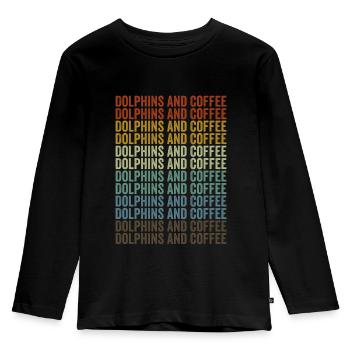 Delphine und Kaffee Delphin-Kaffee - Kinder Premium Bio Langarmshirt - Schwarz - Vorne - AI Model Kid Male (0cm)