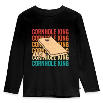 Cornhole Corn Hole Retro - Kinder Premium Bio Langarmshirt - Schwarz - Vorne - AI Model Kid Male (0cm)