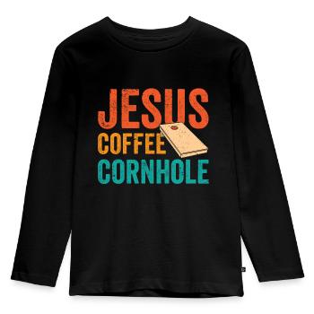 Cornhole Corn Hole Retro - Kinder Premium Bio Langarmshirt - Schwarz - Vorne - AI Model Kid Male (0cm)