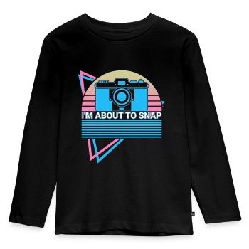 Caméra Photographie Photographe Rétro - T-shirt manches longues Premium Enfant - noir - Devant - AI Model Kid Male (0cm)