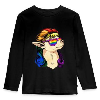 Homosexuell Stolz Regenbogen Flagge Mullet Chihuah - Kinder Premium Bio Langarmshirt - Schwarz - Vorne - AI Model Kid Male (0cm)