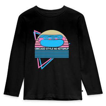 Drôle de hot-dog rétro - T-shirt manches longues Premium Enfant - noir - Devant - AI Model Kid Male (0cm)