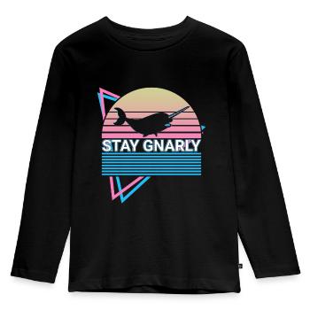 Narval Rétro - T-shirt manches longues Premium Enfant - noir - Devant - AI Model Kid Male (0cm)
