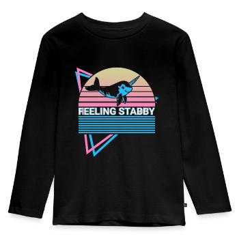 Narwhal Retro - Kids' Premium Longsleeve Shirt - black - Front - AI Model Kid Male (0cm)