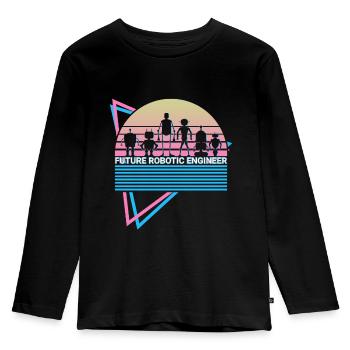 Roboter Robotik Retro - Kinder Premium Bio Langarmshirt - Schwarz - Vorne - AI Model Kid Male (0cm)