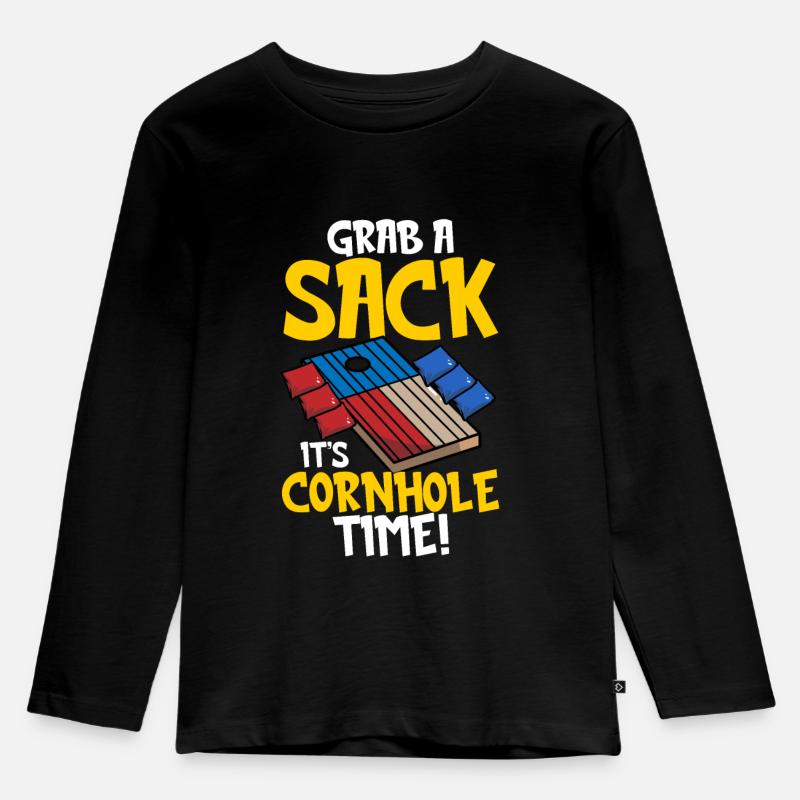 Funny Corn Hole - Kids' Premium Longsleeve Shirt - black