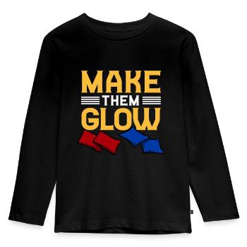 Trou de maïs Cornhole - T-shirt manches longues Premium Enfant - noir - Devant - AI Model Kid Male (0cm)