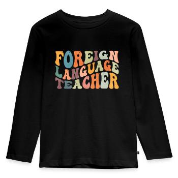 Enseigner aux professeurs de langues étrangères Groovy - T-shirt manches longues Premium Enfant - noir - Devant - AI Model Kid Male (0cm)