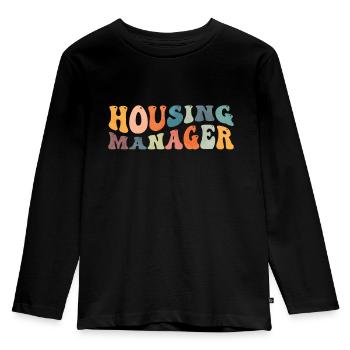 Gestionnaire de logement Groovy Chef de projet Maison - T-shirt manches longues Premium Enfant - noir - Devant - AI Model Kid Male (0cm)