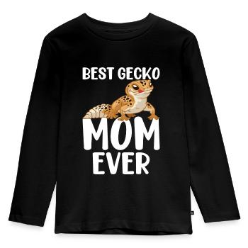 Leopard Eidechse Reptil - Kinder Premium Bio Langarmshirt - Schwarz - Vorne - AI Model Kid Male (0cm)