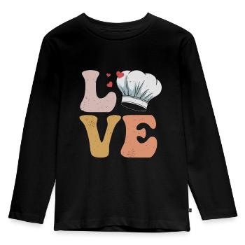 Chef Cooking LOVE - T-shirt manches longues Premium Enfant - noir - Devant - AI Model Kid Male (0cm)