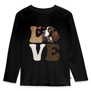 Français Springer Spaniel Dog LOVE - T-shirt manches longues Premium Enfant - noir - Devant - AI Model Kid Male (0cm)