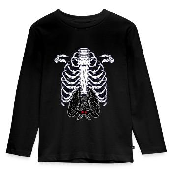 Mothman Skeleton Cryptid Cryptozoology - Kids' Premium Longsleeve Shirt - black - Front - AI Model Kid Male (0cm)