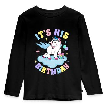 Geburtstagskind Party - Kinder Premium Bio Langarmshirt - Schwarz - Vorne - AI Model Kid Male (0cm)