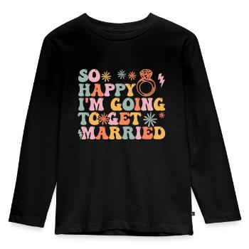 Bride Bridal Shower Engagement - Kids' Premium Longsleeve Shirt - black - Front - AI Model Kid Male (0cm)
