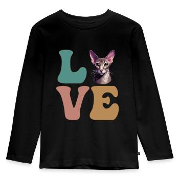 Oriental Shorthair Cat - Kids' Premium Longsleeve Shirt - black - Front - AI Model Kid Male (0cm)